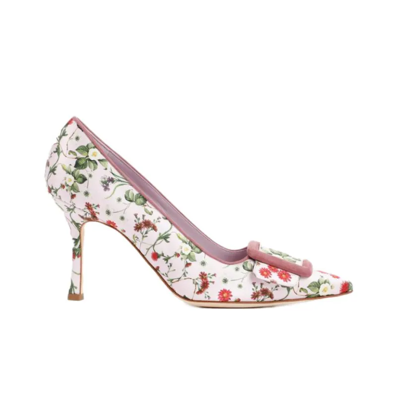 MANOLO BLAHNIK Maysalebi Slim Heel High Heels 9.5cm Women's White Pink-1