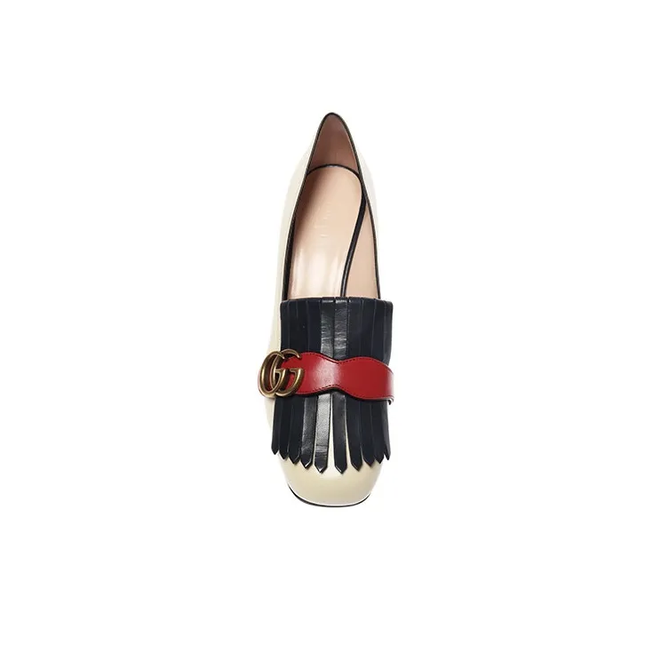 GUCCI Marmont Chunky Heel High Heels Women's Ecru-2