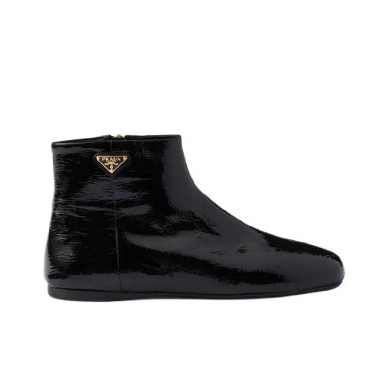 PRADA Patent Ankle Boots Women's Black-1