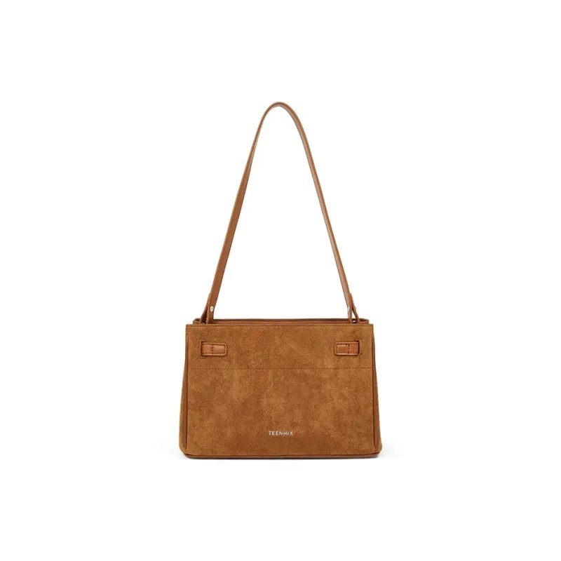 Teenmix Cow Leather Kelly Bag, Shoulder Bag, Crossbody Bag Medium Size Women's Coffee/Caramel-13