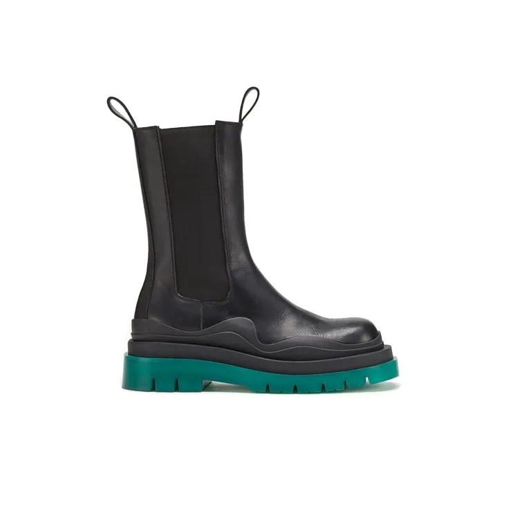 Bottega Veneta Tire Chelsea Ankle Length Chelsea Boots Women's Black Green-1