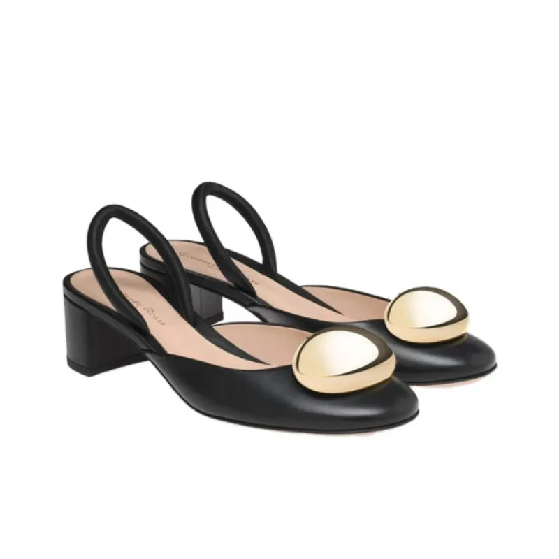 GIANVITO ROSSI Chunky Heel High Heels 4.5cm Women's Black-2