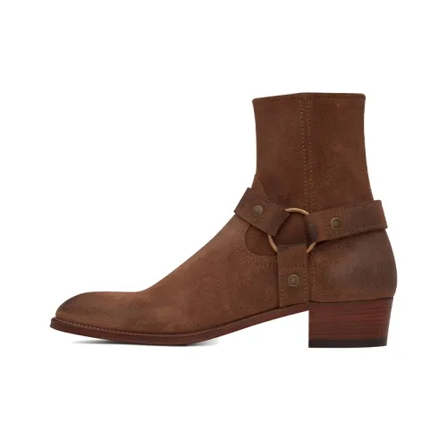 SAINT LAURENT Wyatt Ankle Boots Men's Vintage Brown