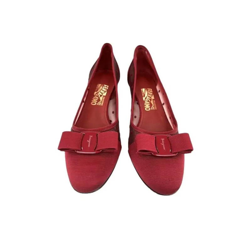 FERRAGAMO Chunky Heel High Heels 3cm Women's Red-3