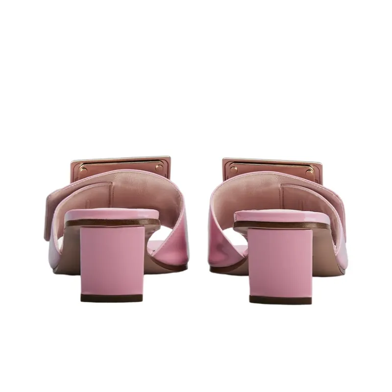 Roger Vivier Biki Love Chunky Heel Slide Slippers 4.5cm Women's Pink-4