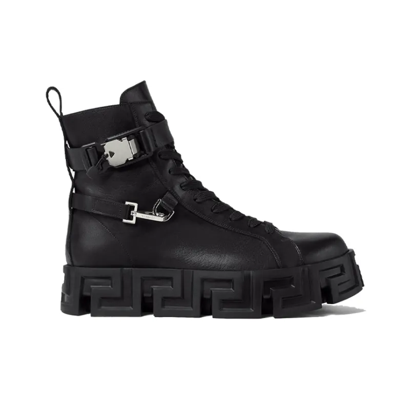 VERSACE Greca Labyrinth Ankle Boots Men's Black-1
