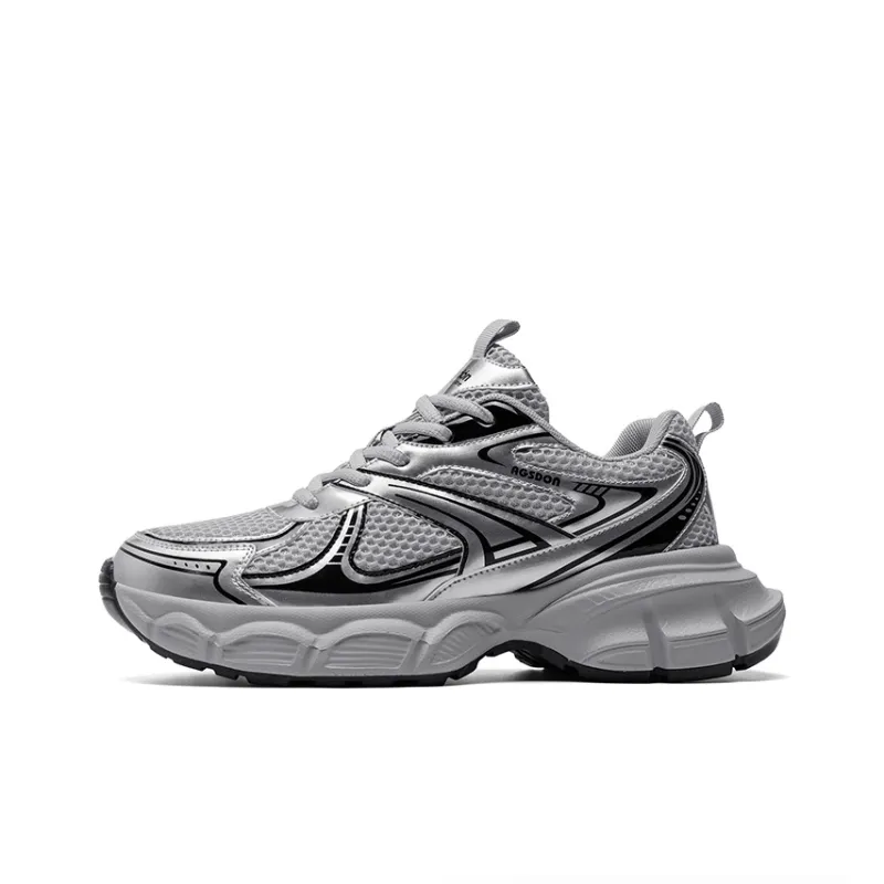 AGSDON Lightweight Height Increasing Anti Slip And Wear Resistant Low Top Chunky Sneakers Men's Gray-0