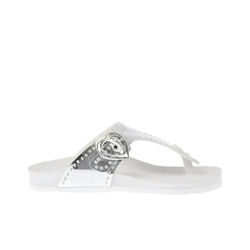 MOSCHINO Slip-Resistant Flip Flops Women's White Silver-1