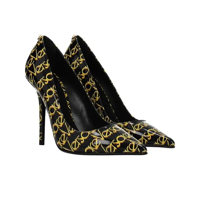 VERSACE High Heels Women's Low-Top Black/Gold-1