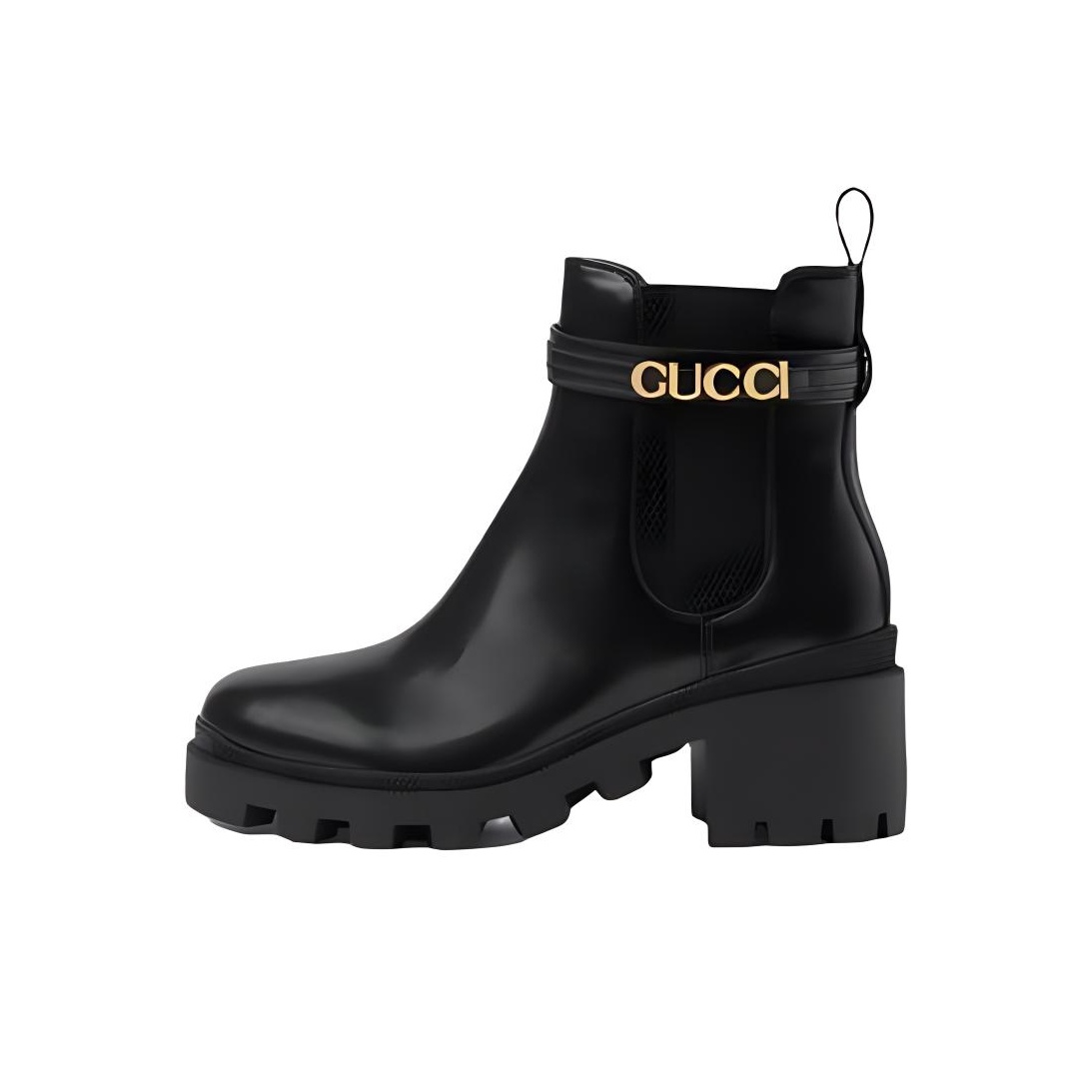 GUCCI Crystal Belt 60mm Ankle Boot Black Leather - POIZON