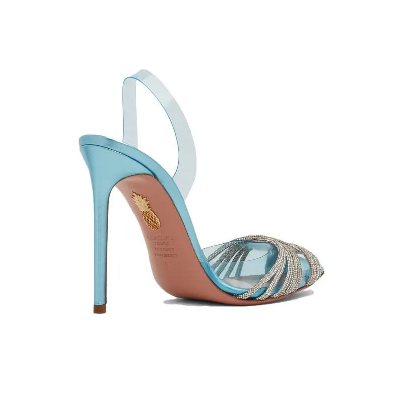 AQUAZZURA Rhinestone-embellished Sling-back Stilettos-3
