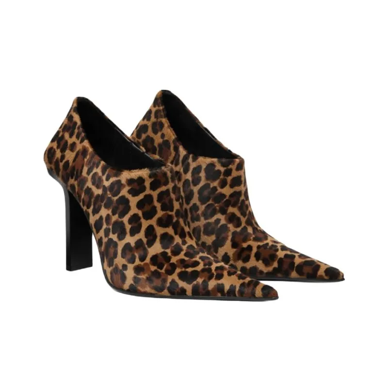 VERSACE Leopard Slice Ankle Boots 10.5cm Women's Brown-2