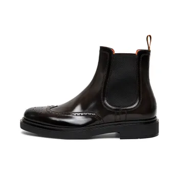 Santoni Perforated Leather Chelsea Boots