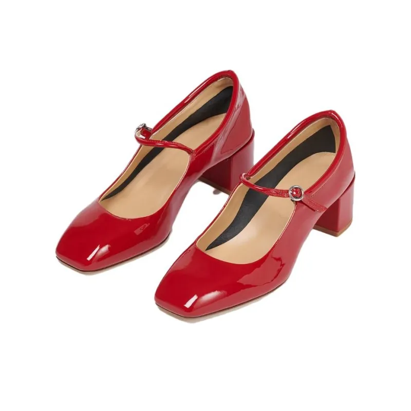 Aeyde Chunky Heel High Heels 4.5cm Women's Red-2