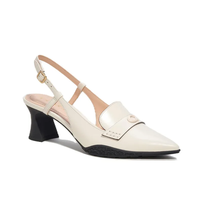 COACH Nikola Chunky Heel High Heels 5.7cm Women's White-2