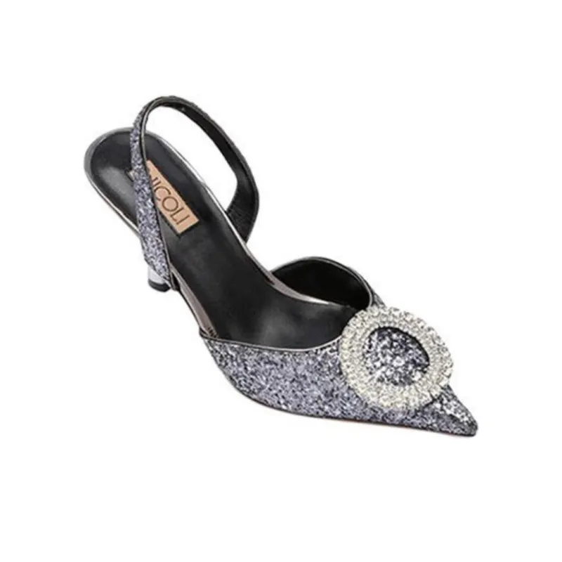 NICOLI Selma Slim Heel High Heels 7cm Women's Gray Black-2