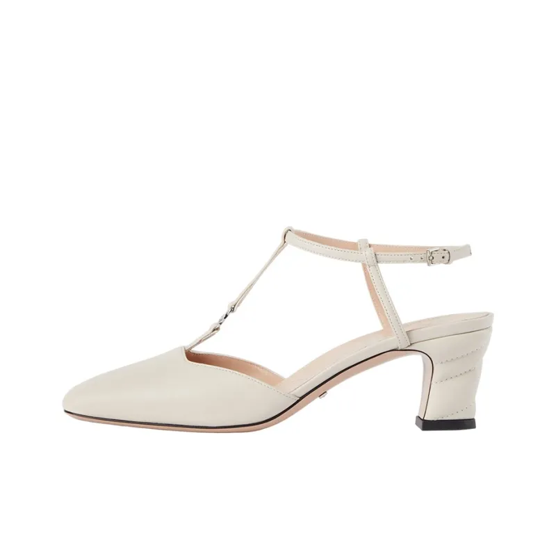GUCCI PETITE GG Chunky Heel High Heels 5.3cm Women's White-0