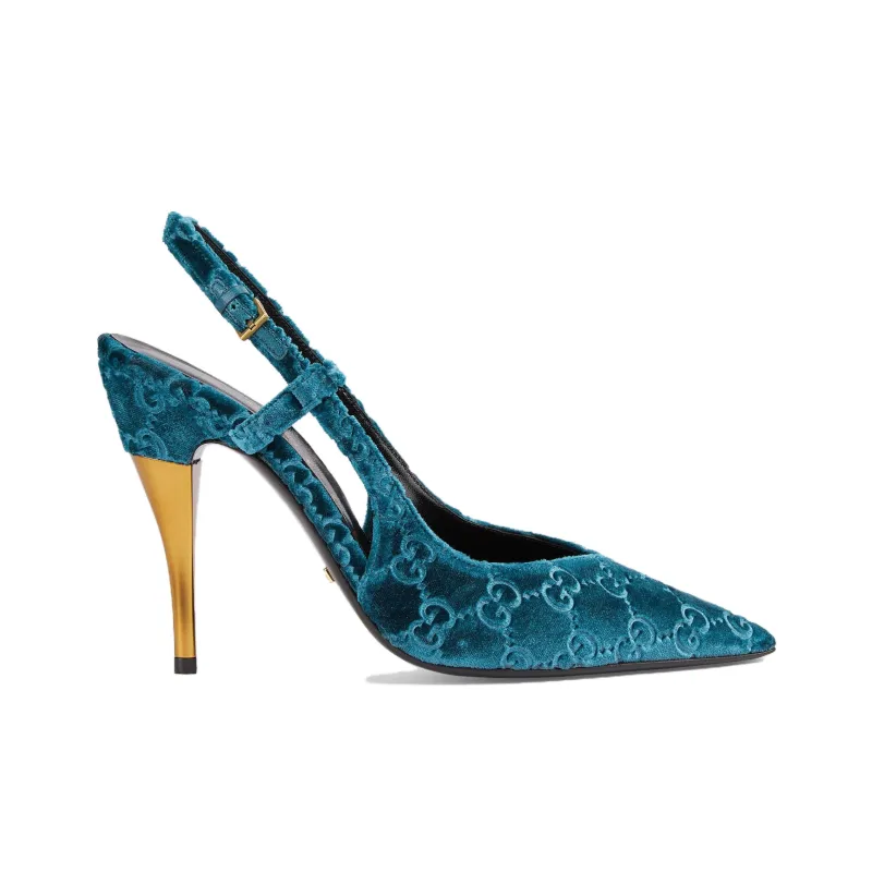 GUCCI Slim Heel High Heels 10.5cm Women's Blue-1