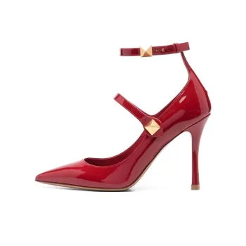 Valentino Rockstud Slim Heel High Heels Women's Red