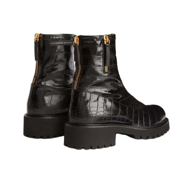 Giuseppe Zanotti Avice Embossed Crocodile-effect Boots-3