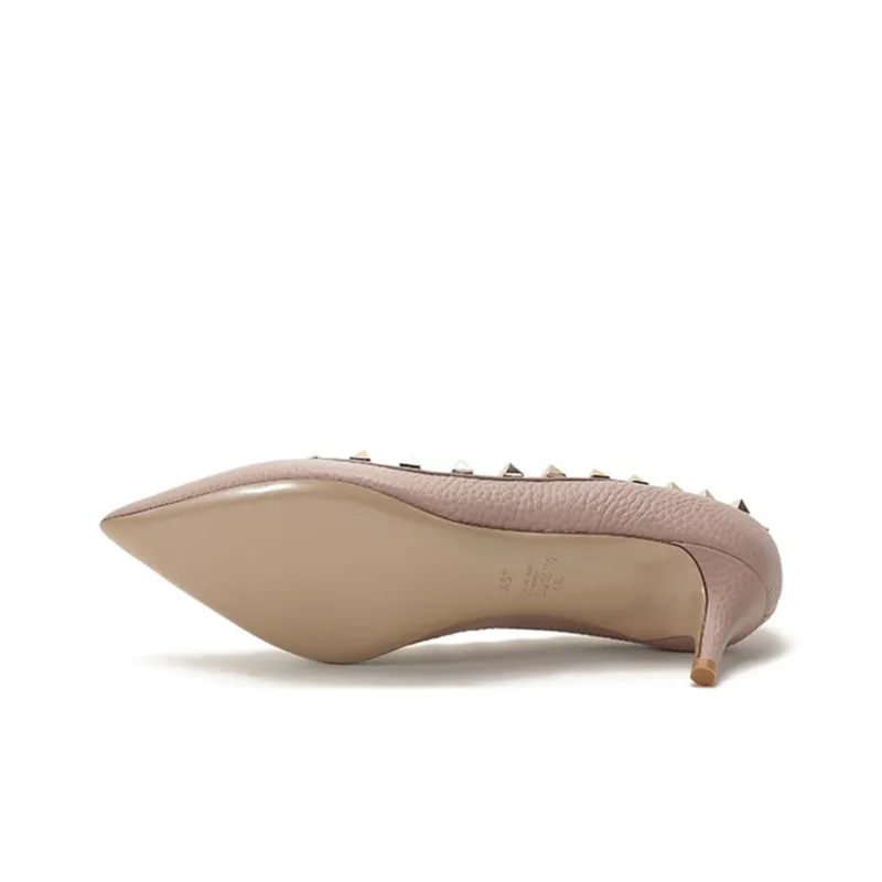 Valentino Slim Heel High Heels 5cm Women's Gray Pink-5
