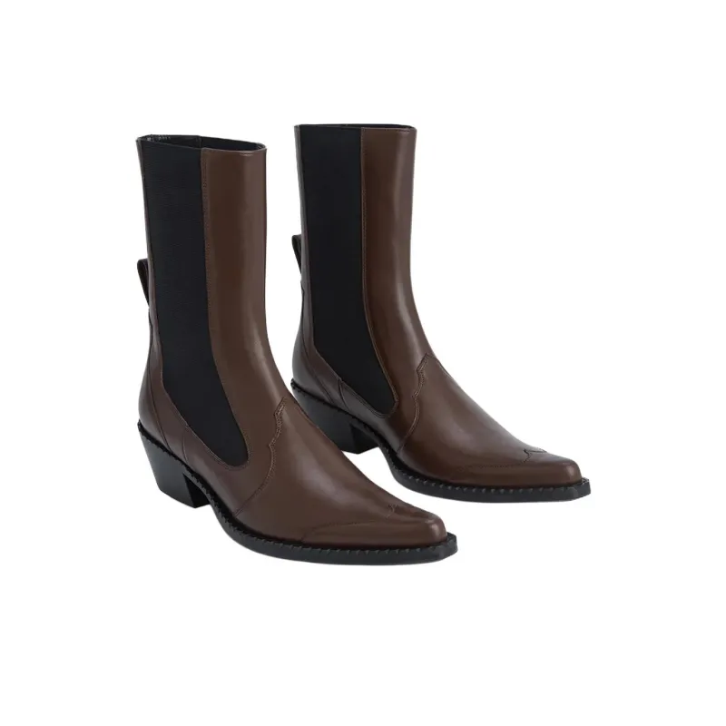 By Far Otis Bear Short Chelsea Boots 5.5cm Women's Brown-3