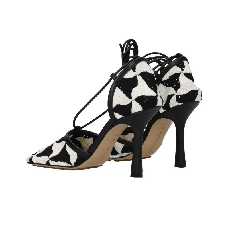 Bottega Veneta Stretch Slim Heel High Heels 9cm Women's Black White-2