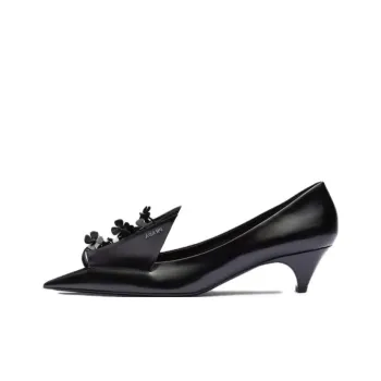 PRADA 45mm Floral-appliqué Leather Pumps