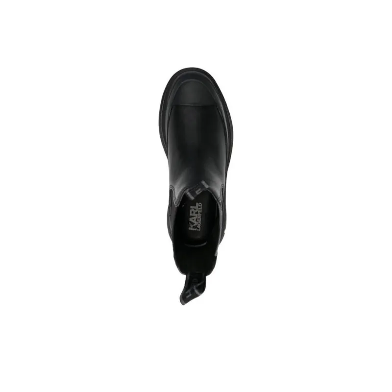 KARL LAGERFELD Logo-patch Leather Ankle Boots-3