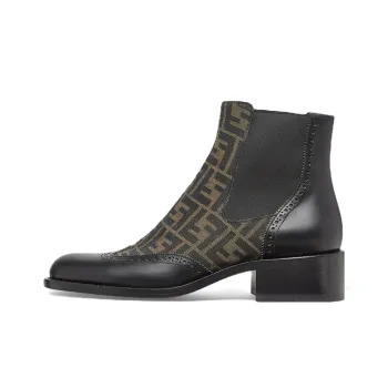 FENDI Monogram pattern Leather Ankle Boots