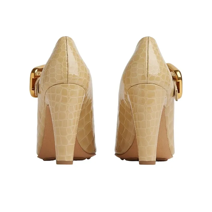 Bottega Veneta Mostra Chunky Heel High Heels 9cm Women's Light Brown-3