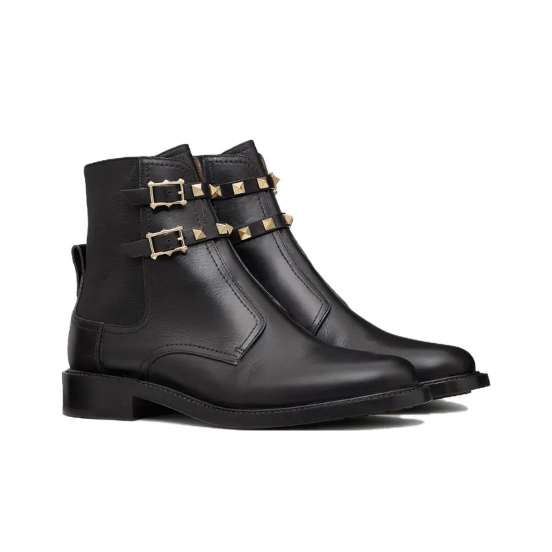 Valentino ROCKSTUD GARAVANI Ankle Boots 2cm Women's Black-2