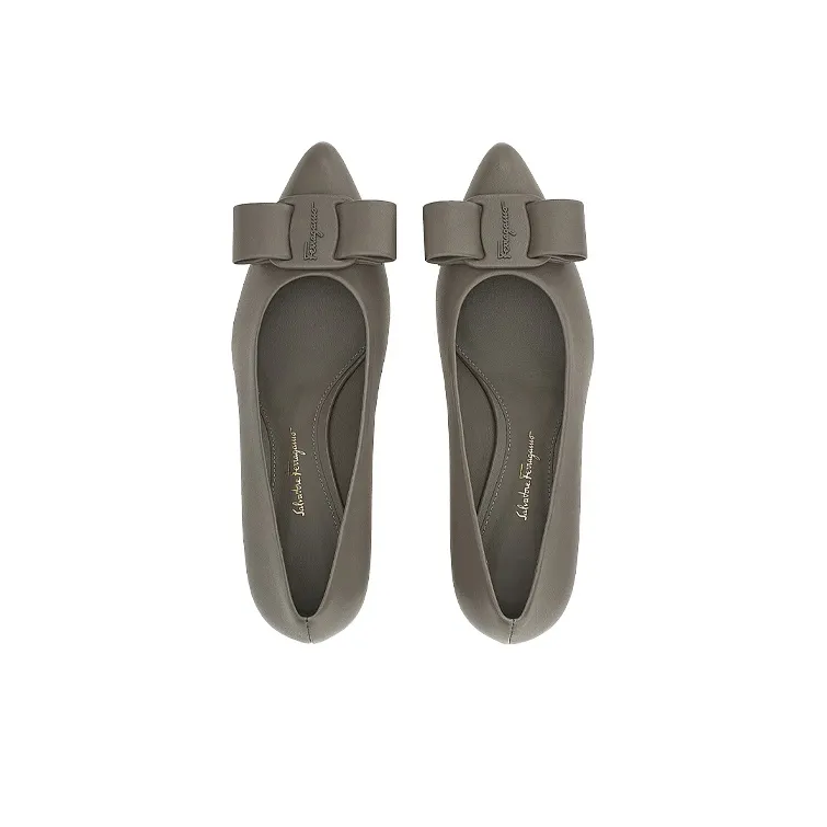 FERRAGAMO Viva Chunky Heel High Heels 5.5cm Women's Dark Gray-3