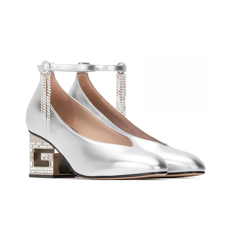 GUCCI Metallic G Block Heel Pumps-2