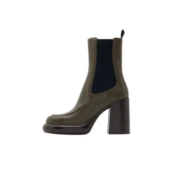 Burberry Wedge Short Chelsea Boots 9.5cm Women's Dark Green