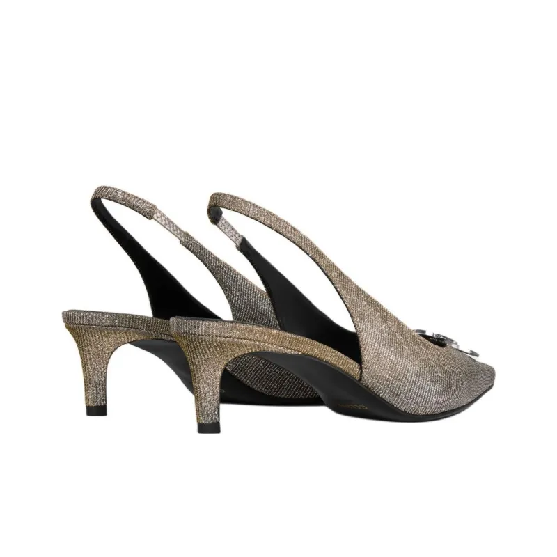 CELINE Triomphe Slim Heel High Heels Women's Gold And Silver-3