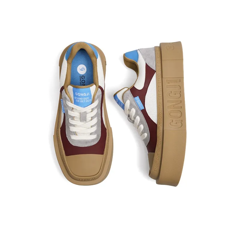 GONGJI Square Inches Skateboard Shoes Unisex Low Top Red-3