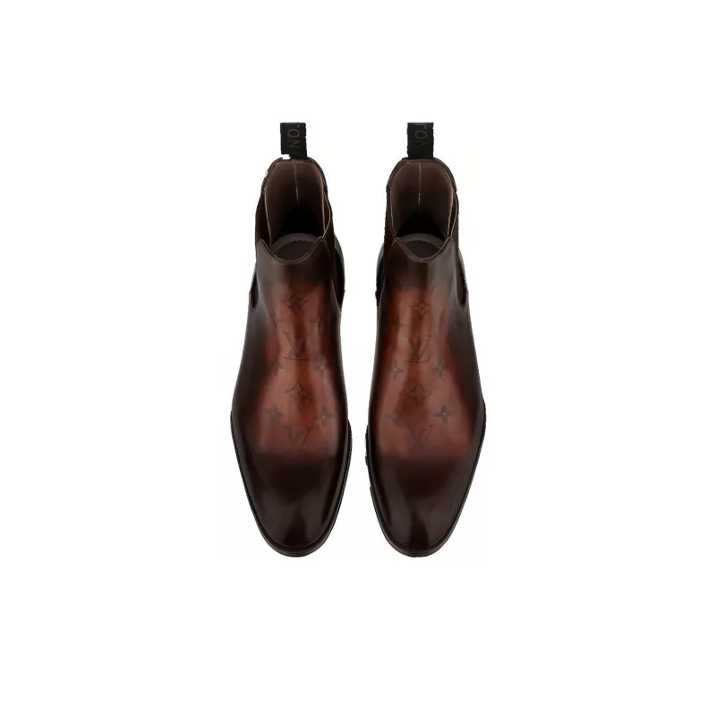 LOUIS VUITTON Minister Ankle Length Chelsea Boots Men's Brown-2