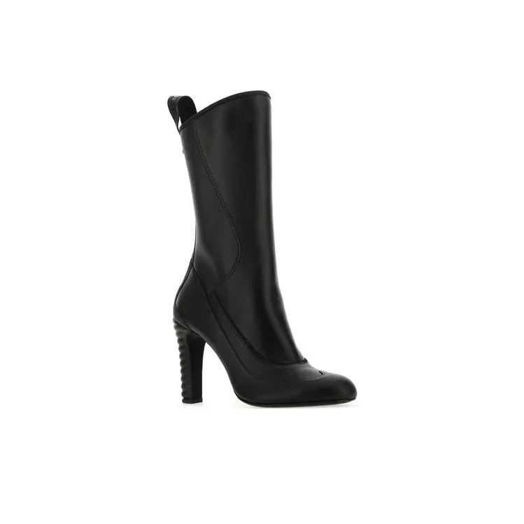FENDI Tronchetto Nappa Knee-high Boots Women's Black-3
