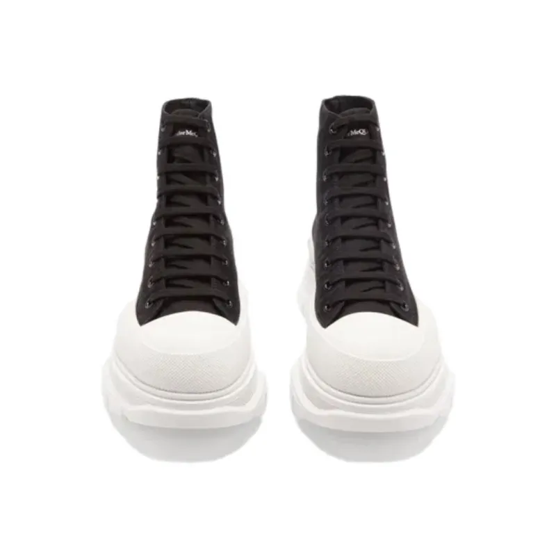 Alexander McQueen Tread Slick Lace Up Boot Black White-4