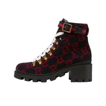 GUCCI GG Ankle Boots Women's Red Black