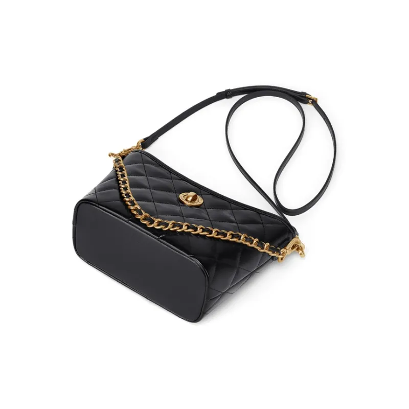 Simvay Clos Cow Leather Patchwork Synthetic Leather Shoulder Bag Crossbody Bag Women's Black/White-4