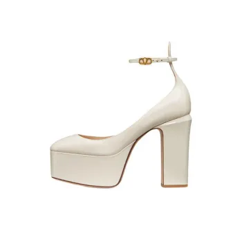 Valentino Tan Go Chunky Heel High Heels Women's White