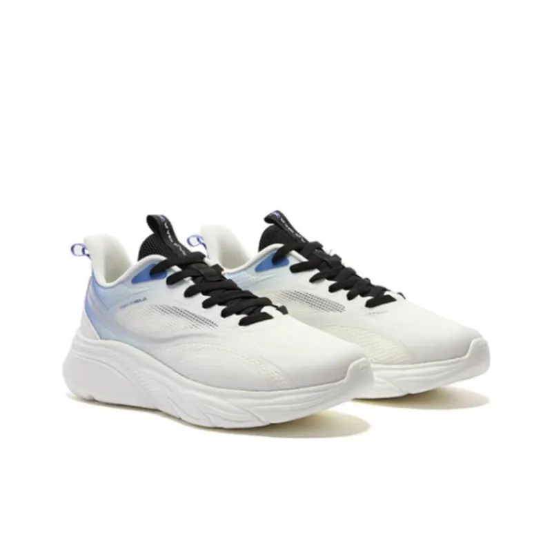 QIAODAN Anti Slip Wear Resistant Low Top Running Shoes Men's White Blue-3