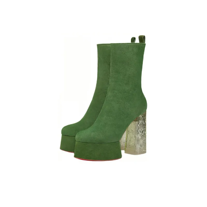 CL LUBOTING Ankle Boots Women's Green-2