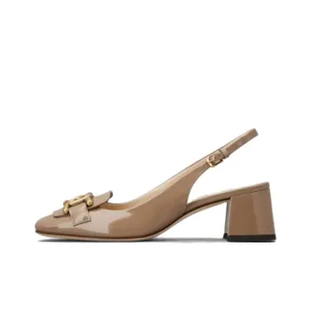TOD'S Cuoio Square Toe Logo-Engraved Pumps