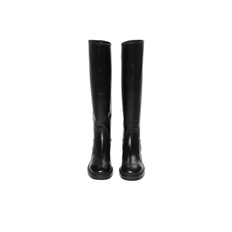 CHANEL Knee-high Boots Women's Black-3