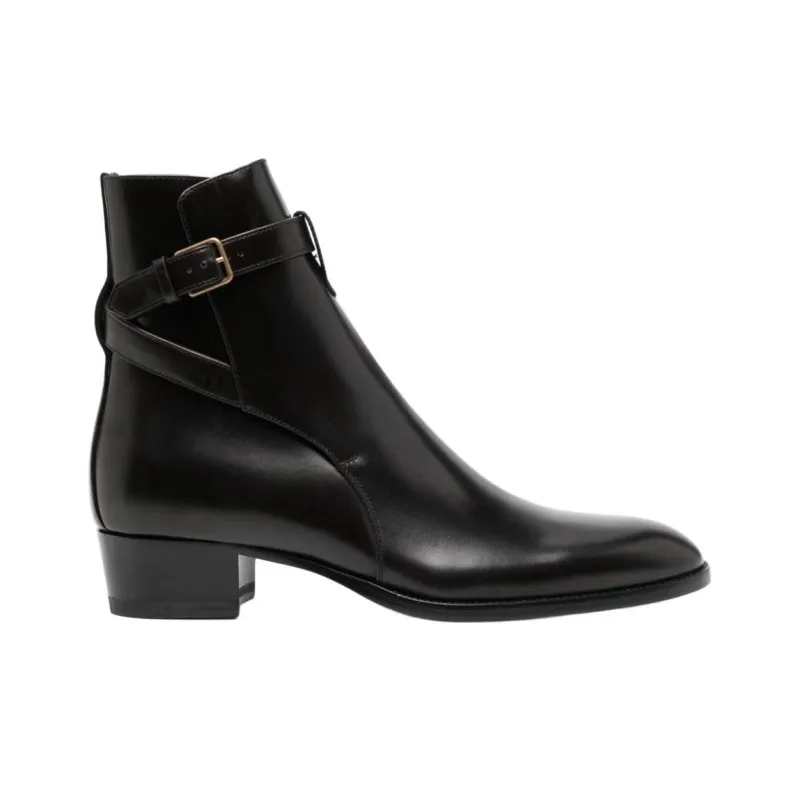 SAINT LAURENT Wyatt Leather Ankle Boots-1