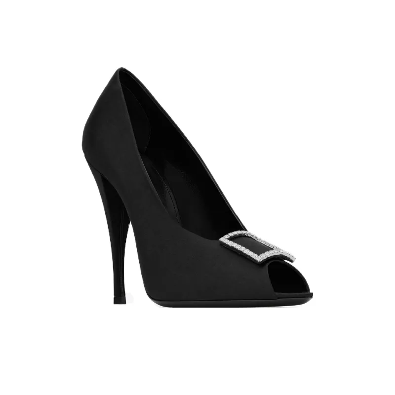 SAINT LAURENT Peep Almond Toe Pumps-2