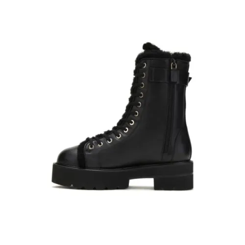 Stuart Weitzman/SW Short Mid-Calf Martin Boot Women's Black